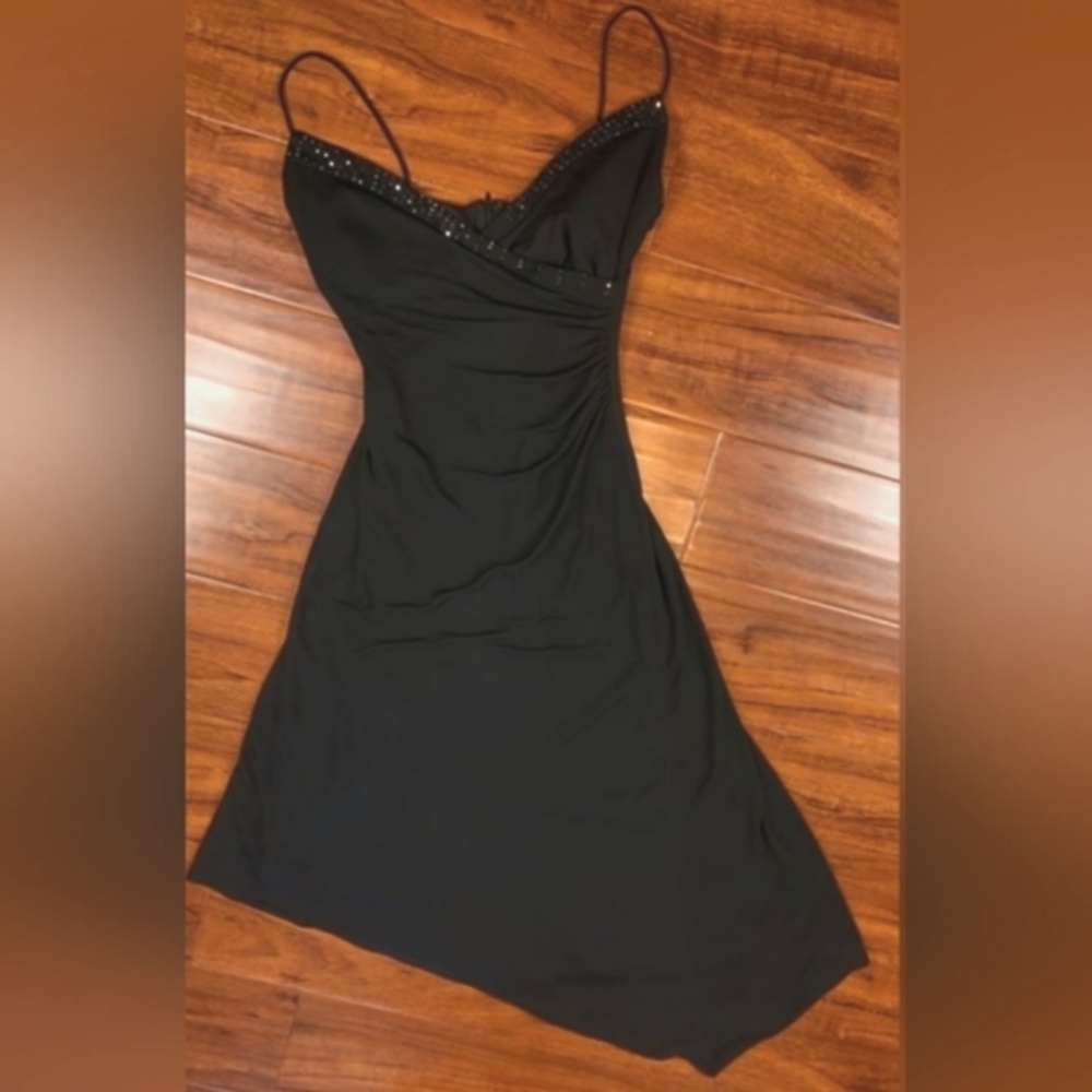 Vintage JS Boutique Bejeweled Top Black Dress